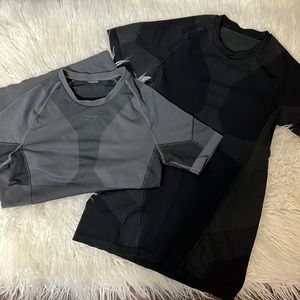 Mens Two Gymshark Short Sleeve Top Set Black Gray Size Small